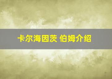 卡尔海因茨 伯姆介绍